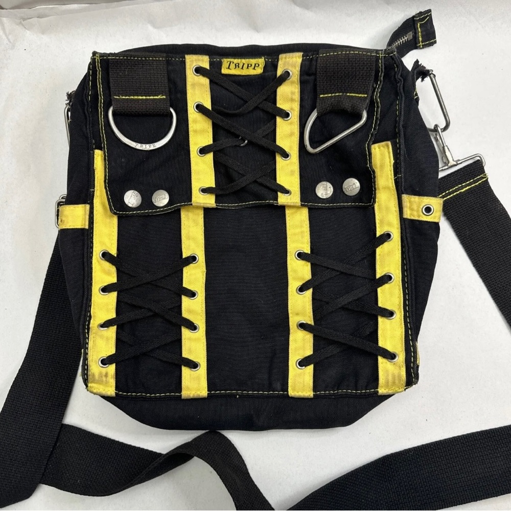 *SOLD FOR 185$* Vintage Tripp NYC Corset Messenger Bag Yellow & Black